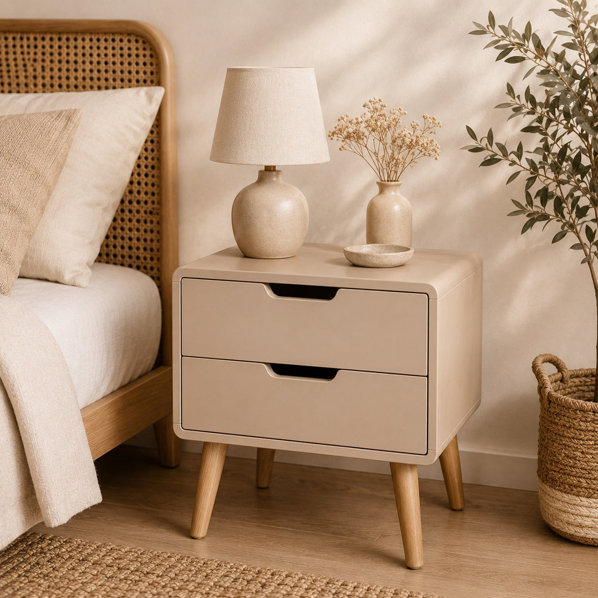 Table de chevet beige