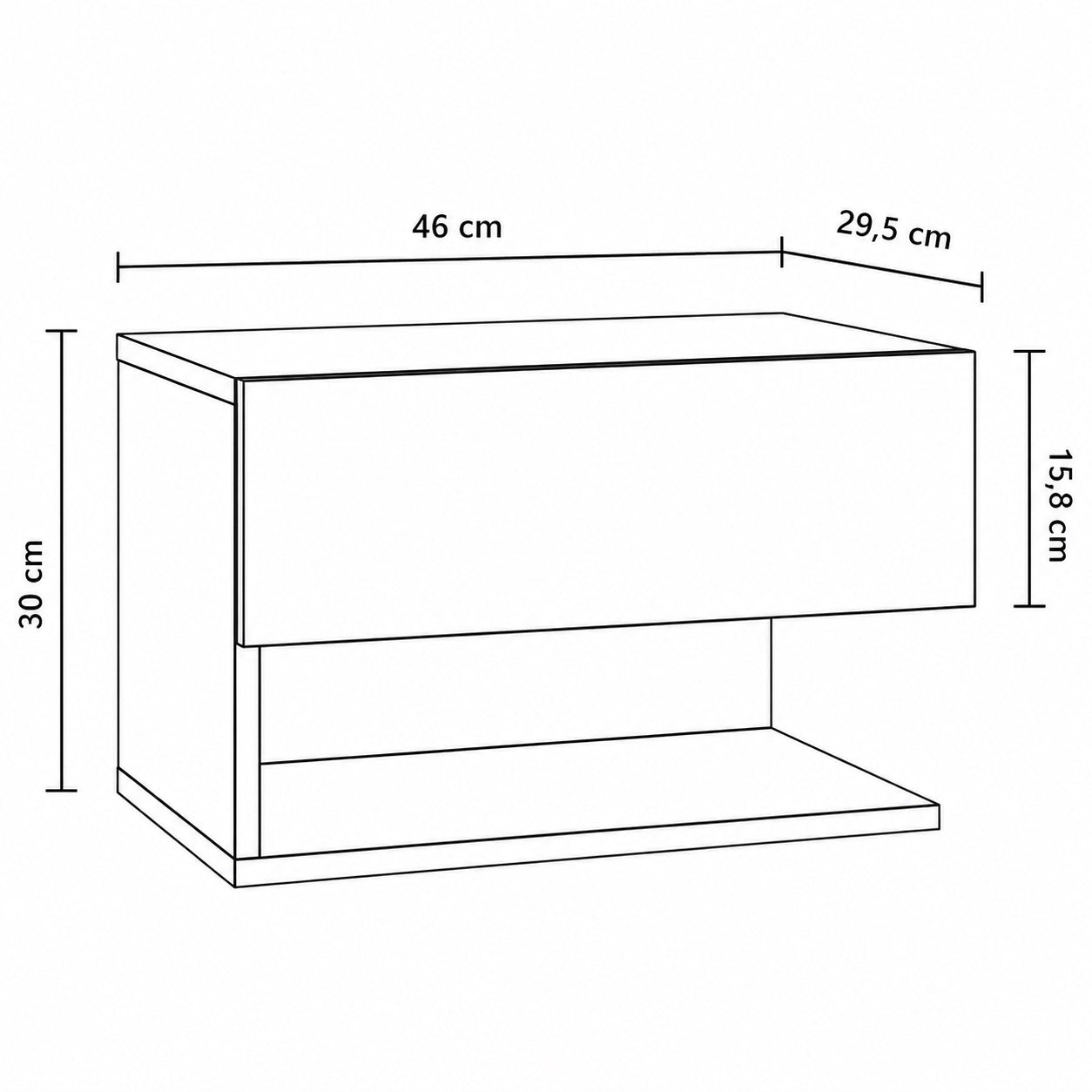 Schéma de mesure de la table de chevet oris