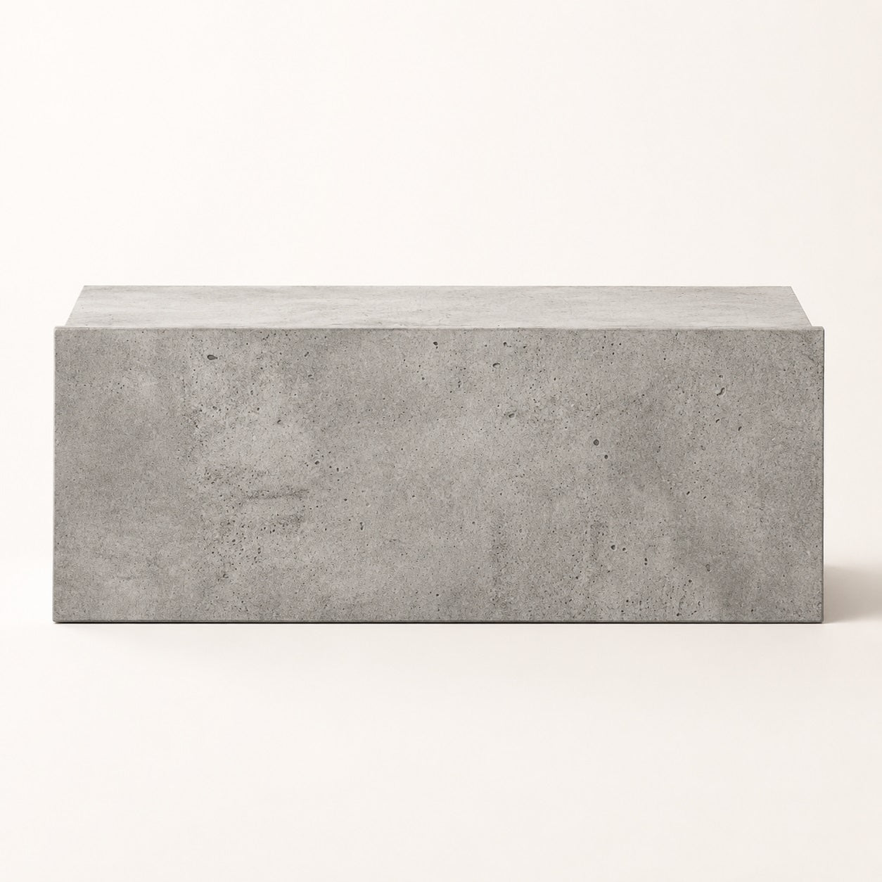 Vue de face d'une table de chevet suspendue effet béton au design minimaliste et contemporain.